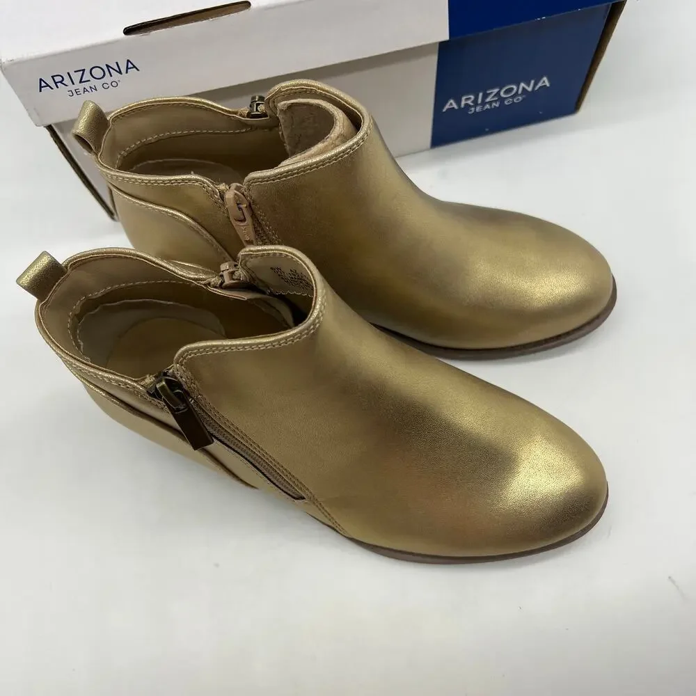 Arizona Jean Co Womens Castle Stacked Heel Booties Gold Size 6W